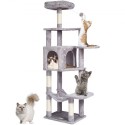 Cat Tree 60.6 "Cat Tower med Cat Condo Sisal Scratching Post Light Gray