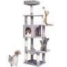 Cat Tree 60.6" Cat Tower with Cat Condo Sisal Scratching Post Light Grey