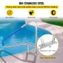 Pool Rail 139.7x81.3 cm Pool Railing 304 Stainless Steel 113.4 kg Load Capacity Silver Rustproof Pool Handrail Humanized Swimmin
