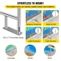 Pool Rail 139.7x81.3 cm Pool Railing 304 Stainless Steel 113.4 kg Load Capacity Silver Rustproof Pool Handrail Humanized Swimmin