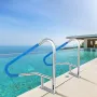 Pool Rail 139.7x81.3 cm Pool Railing 304 Stainless Steel 113.4 kg Load Capacity Silver Rustproof Pool Handrail Humanized Swimmin