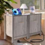 Farmhouse End Table, Set of 2, Square Night Stand with USB Ports and Outlets, 3 Tiers End Table Side Table with Storage Cabinet 