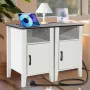 Farmhouse End Table Night Stand med USB Outlets LED LYS SET AF