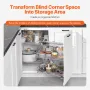 18"W Opening Blind Corner Pull Out Organizer, 2 Tier 4 Shelf Kitchen Cabinet Organizer, Magic Chrome Carbon Steel Storage Basket