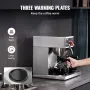 12 Cups Commercial Drip Coffee Maker, Coffee Maker Machine with 3 Glass Carafes and 3 Warmer Plates, Stainless Steel Pour Over C