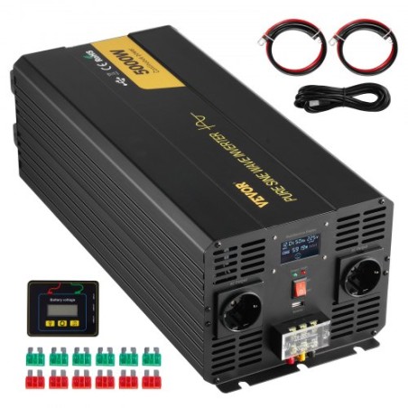 Ren sinusbølgeinverter Power Inverter 5000W DC12V til AC230V Inverter LCD