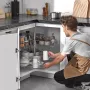 28" Kidney Shaped Chrome Corner Organizer, 360° Rotatble Kitchen Base Cabinet Blind Corner, 2 Tier Height Adjustable Storage Rac