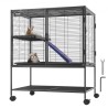 36" Metal Small Animal Cage 2-Tier Rolling Ferret Cage with Tray A Ramp