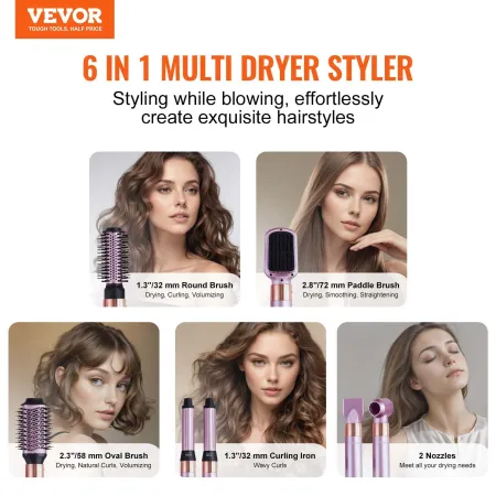 Hårtørrerbørste 6-i-1 Multi Hair Stylerâ til volumering af