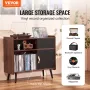 Record Player Stand 3-lags træpladsstativt skydedør Power Strip