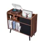 Record Player Stand with Power Outlet, Turntable Stand Holds Up to 350 Albums, Record Player Table with Vintage Vinyl Record Sto