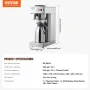 12 kopper kommerciel dryp kaffemaskine med termisk carafe