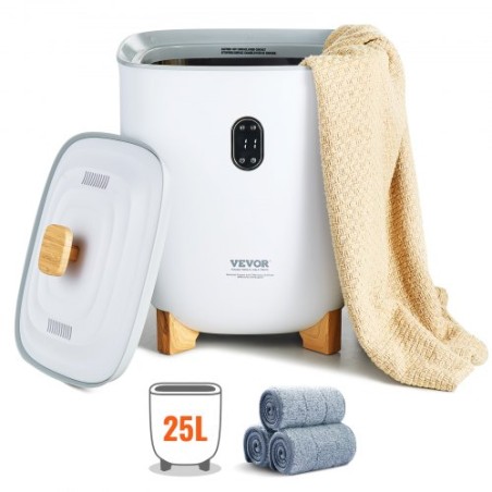 25L Towel Warmer Bucket with LED Screen Bottom Heating Columns Timer White
