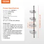 Shower Corner Caddy Tension Pole, 56" to 114" High, Multi-Functional Shower Tension Pole with Strong Load-Bearing Tray, Rust-Pro