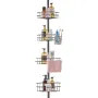 Shower Corner Caddy Tension Pole, 56" to 114" High, Multi-Functional Shower Tension Pole with Strong Load-Bearing Tray, Rust-Pro