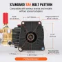 Pressure Washer Pump, 25.4 mm(1") Shaft Horizontal Triplex Plunger, 303 bar(4400 PSI), 16.6 L/min(4.4GPM), Replacement Power Was