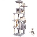 Cat Tree 72" Cat Tower with 2 Cat Condos Sisal Scratching Post Light Grey