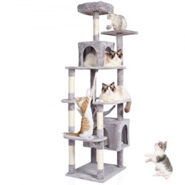 Cat Tree 72 "Cat Tower med 2 Cat Condos Sisal Scratching Post Light Gray