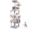 Cat Tree 72 "Cat Tower med 2 Cat Condos Sisal Scratching Post Light Gray