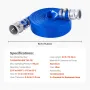 Backwash Hose, 38 mm(1.5 in) x 15.2 m(50 ft), Blue High Quality PVC Hose, with Clamps, Camlock, Aluminum Fittings, Fit Various P