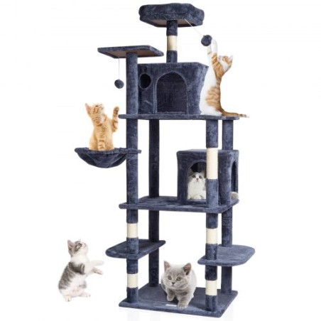 Cat Tree 68.5 "Kattårn med katte condos sisal skrabe post mørkegrå