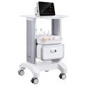 2 Tiers Lab Carts Mobile Medical Cart with 1 Drawer & 1 Top Tray White