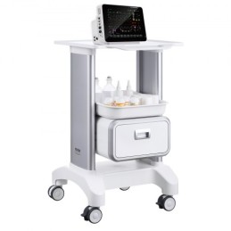 2 Tiers Lab Carts Mobile Medical Cart with 1 Drawer & 1 Top Tray White