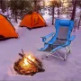 Reclining Camping Chair, 330 lbs Folding Camping Chair, 4 Position Load Portable Camping Chair with Footrest, Cup Holder, Side P