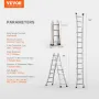 Telescoping Ladder A Frame, 15.5 FT Compact Aluminum Extension Ladder, Multi-Function Portable Collapsible RV Ladder, Telescopic