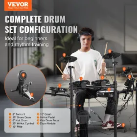 Electric Drum Set Electronic Drum Kit 480 Sounds for Beginners & Adults