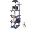 Cat Tree 72" Cat Tower with 2 Cat Condos Sisal Scratching Post Dark Grey