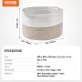Cotton Rope Storage Basket 87L Woven Blanket Basket 558x558x355mm (20 x 20 x 14 in)