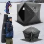 Portable Ice Shelter, 3-4 Person Pop-Up Ice Fishing Tent, 35 Square Feet Fishable Area, Ice Shanty for Winter Fishing, Waterproo