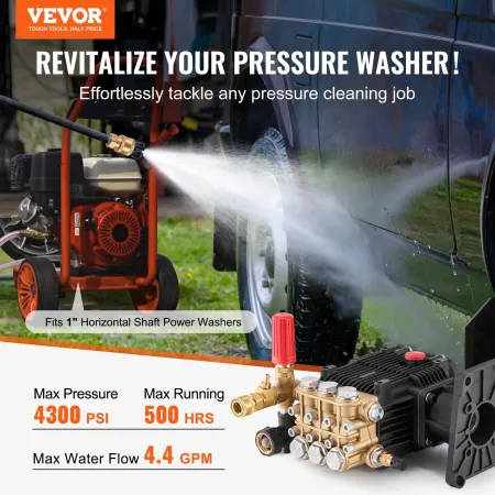 Højtryksrenserpumpe 1" aksel Vandret triplex stempel 4300 PSI