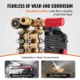 Pressure Washer Pump, 25.4 mm(1") Shaft Horizontal Triplex Plunger, 296 bar(4300 PSI), 16.6 L/min(4.4GPM), Replacement Power Was
