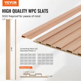 Wood Slat Acoustic Panels 8 PCS 96 x 6 inch WPC for Modern Wall Ash Wood