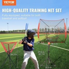 7x7 ft Baseball Softball Practice Net, Portable Baseball Training Net for Hitting Catching Pitching, Backstop Baseball