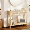 Rattan Console Table with 2 Storage Drawers Rattan Sliding Door Natural