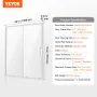 Semi-frameless Shower Door, 57.7-59" W x 70" H, Shower Sliding Glass Door with 1/4"(6mm) Clear Tempered Glass, Waterproof Shatte