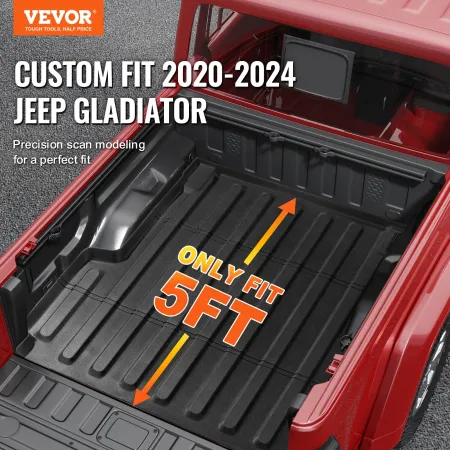 Truck Bed Mat, Compatible with 2020-2024 JEEP Gladiator, TPE Truck Bed Liner Mat Fits for 5 FT Bed, Thick and Heavy-Duty Bed Mat