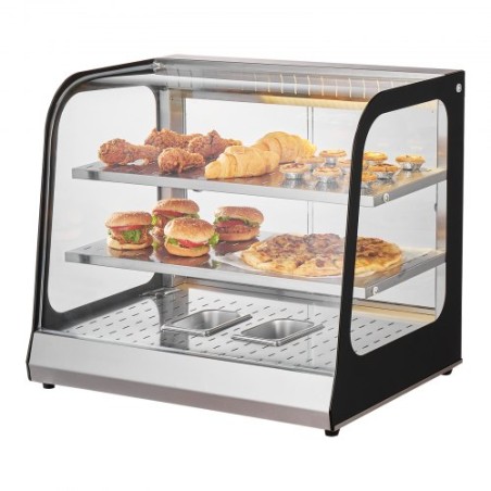 2-Tier Commercial Food Warmer Display Countertop Pizza Cabinet with Tong