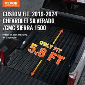Truck Bed Mat Fit 2019-2024 Chevrolet Silverado/GMC Sierra 1500 Bed Liner