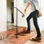 Dark Gray Single  Post Handrail Fits 1 or 2 Steps Handrail Wrought Iron Single Post Wrought Iron Rail Single Post Railing Orname