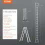 Telescoping Ladder A Frame, 20 FT Compact Aluminum Extension Ladder, Multi-Function Portable Collapsible RV Ladder, Telescopic L