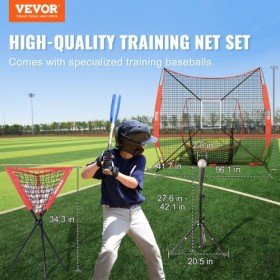 7x7 ft Baseball Softball Practice Net, Portable Baseball Training Net for Hitting Catching Pitching, Backstop Equipment with