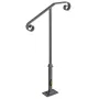 Dark Gray Single  Post Handrail Fits 1 or 2 Steps Handrail Wrought Iron Single Post Wrought Iron Rail Single Post Railing Orname