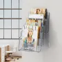 Acrylic Brochure Holder 8.5 x 11 inch, 4-Tier Clear Acrylic Literature Display Stand, Plastic Literature Organizer Flyer Stand &