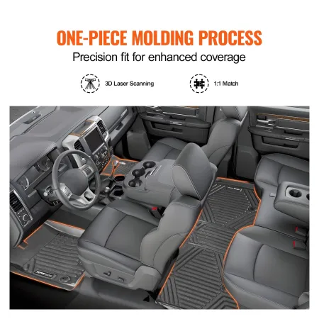 Automotive Floor Mats, Fits for Dodge Ram 1500 Crew Cab 2019-2024, 3 pcs Front and 2nd Row Liners, All Weather Custom Fit TPE Ve