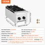 Commercial Gas Stove with 2 Burners, Propane and Natural Gas Countertop Cooking Stove Range, Stainless Steel Gas Hot Plate, Comm