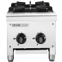 Commercial Gas Stove with 2 Burners, Propane and Natural Gas Countertop Cooking Stove Range, Stainless Steel Gas Hot Plate, Comm